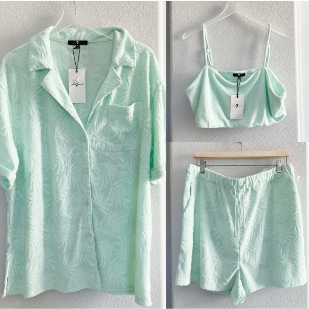 7 For All Mankind Terry Mint Green Beach Set NWT
